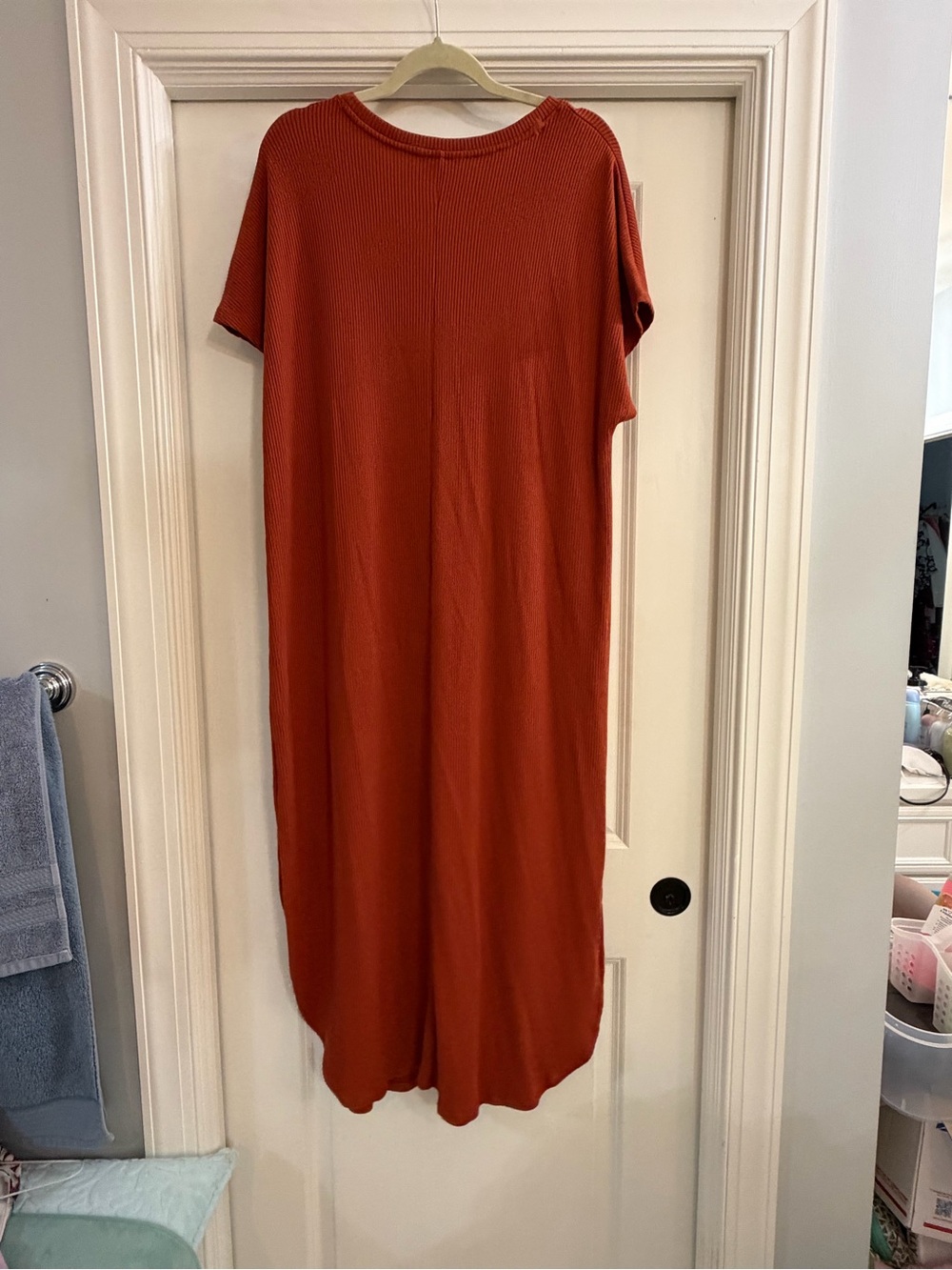 Simple Ribbed Maxi Tee Dress - Rust NWOT - Picture 2 of 7